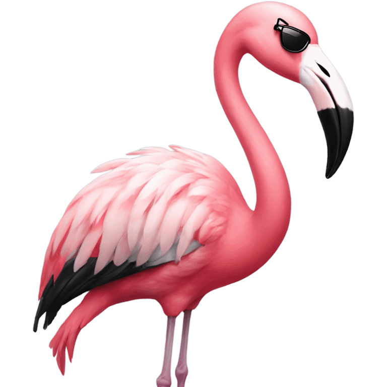 Flamingo wearing sunglasses drinking lemonade emoji