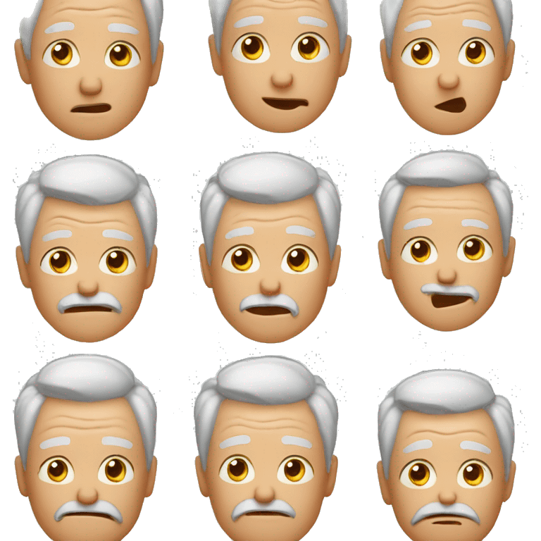 i want multiple elderly emojis with facial expression, only change one feature at a time to create different facial expression emoji