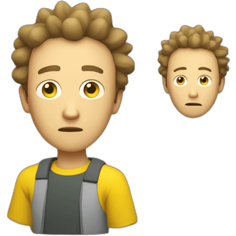 morty with round face and blown short hairs with yellow T-shirt emoji