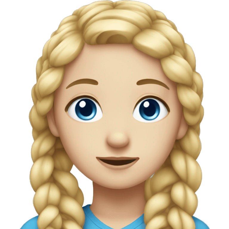 girl with round face, long blonde hair in two braids, blue eyes emoji