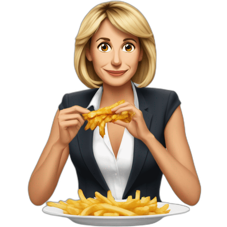 Emanuelle Macron qui mange des frites emoji