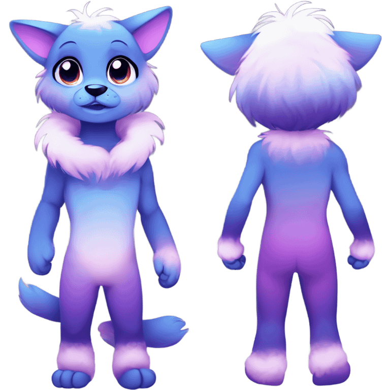 Adorable innocent cute gradient-Sparkle-nebula-fursona anthropomorphic furry full body emoji