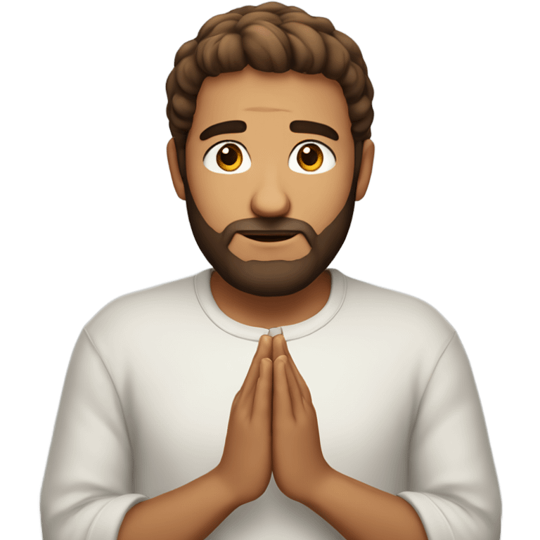 Handsome man with brown hairs and 3 days beard as he is praying emoji