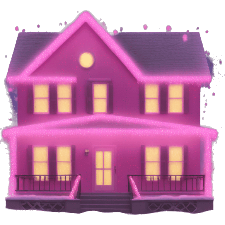 Pink Christmas lights on house emoji