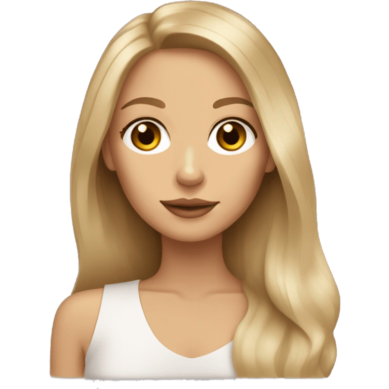 long dirty blonde hair, brown eyes, caucasian lady with tan chihuahua emoji