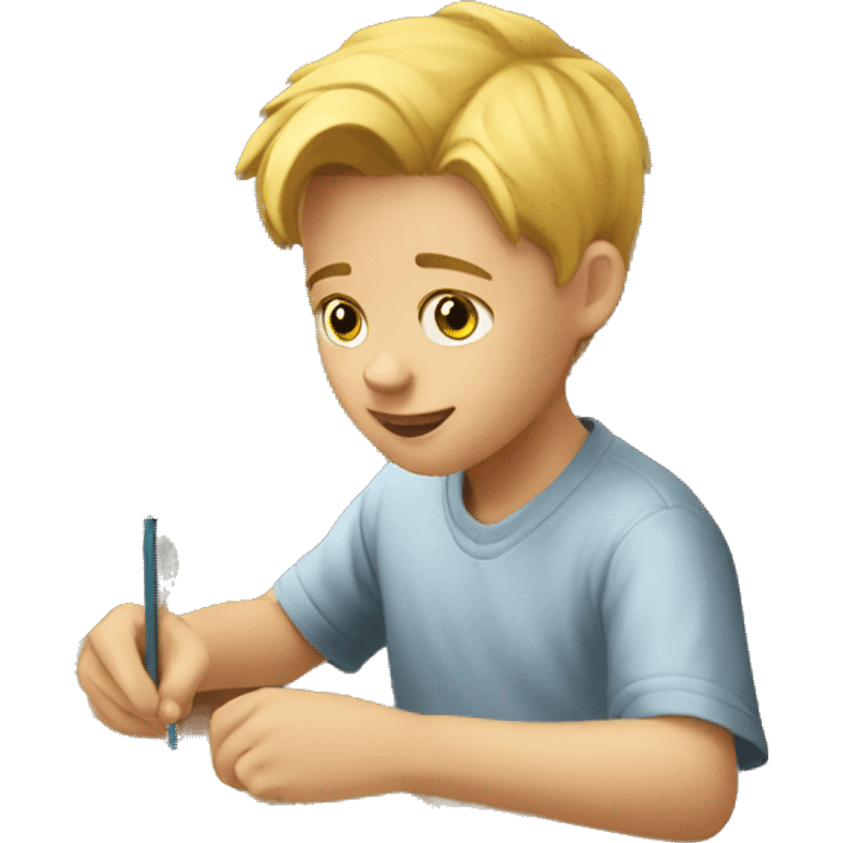 white kid doing homework  emoji