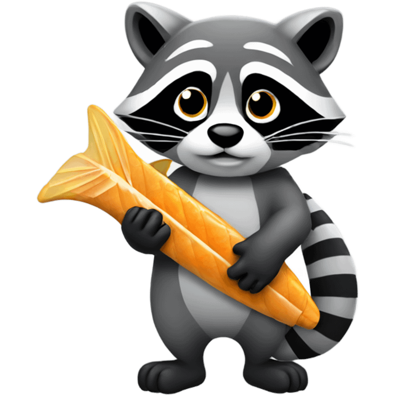 Raccoon holding fishbone emoji