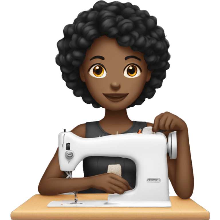 black girl with sewing  emoji