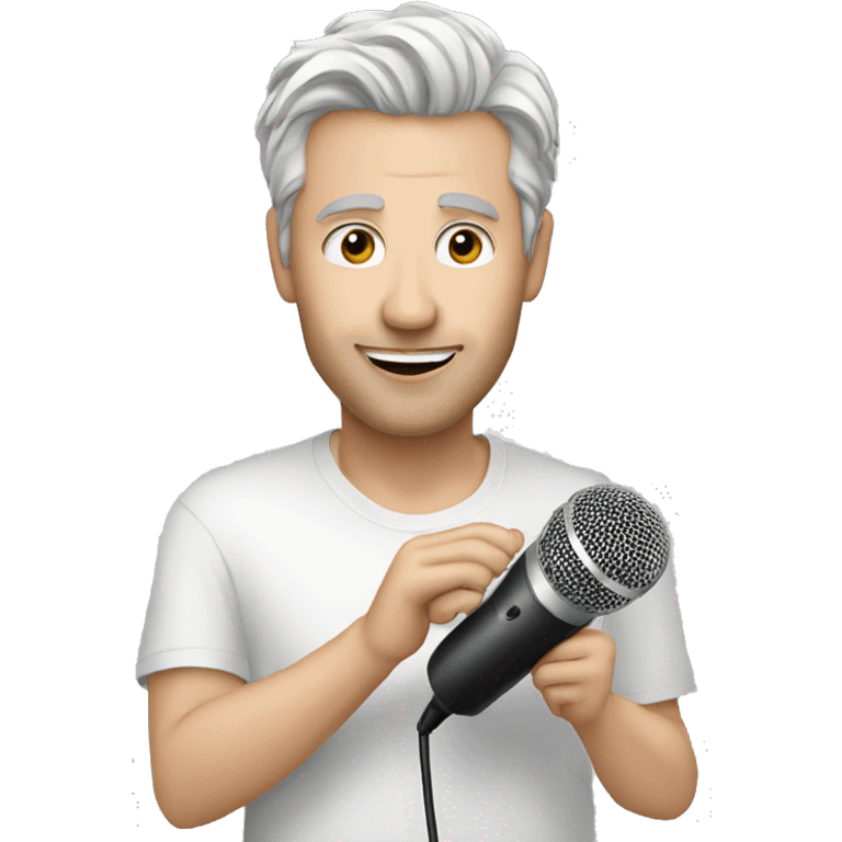 singer white man with mmicrophone emoji