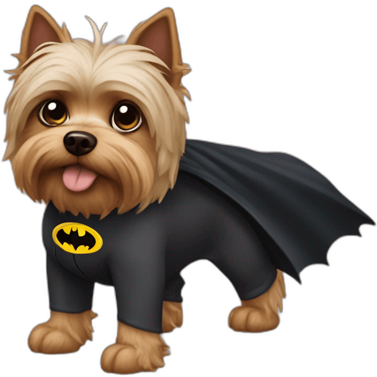 Dog male Yorkshire with Batman Costume emoji