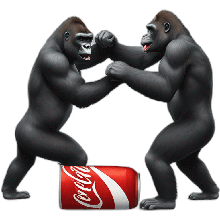 Gorilla fighting over coca cola emoji