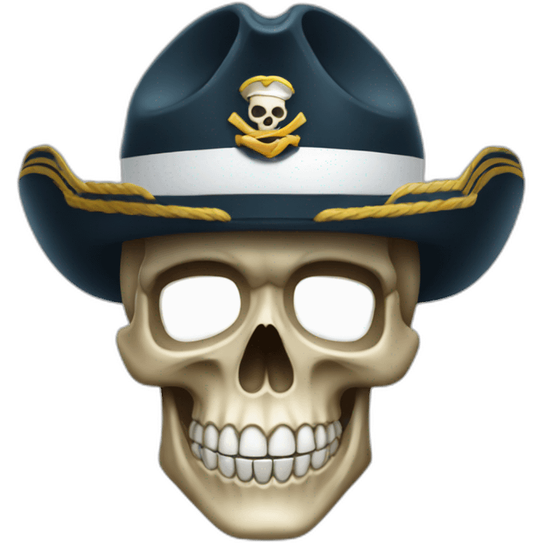 A skull emoji with a marine hat emoji