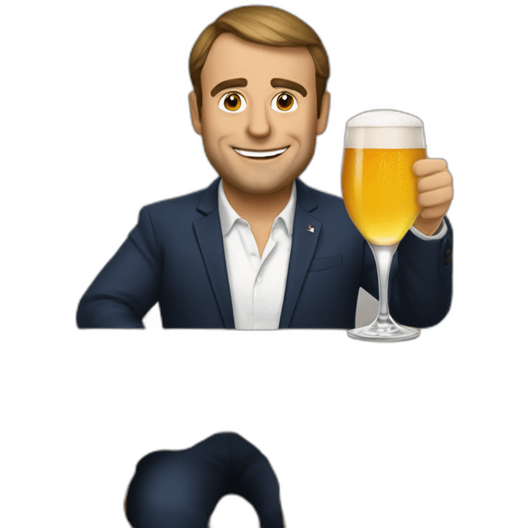 Macron drink beer emoji