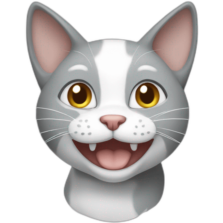 happy gray-and-white cat emoji