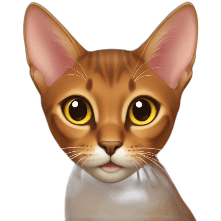 Abyssinian cat play colorful ba l l emoji