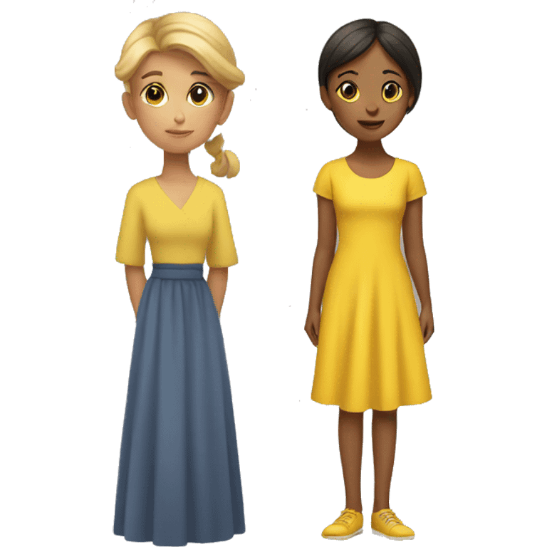 Girl behind woman in yellow dress emoji