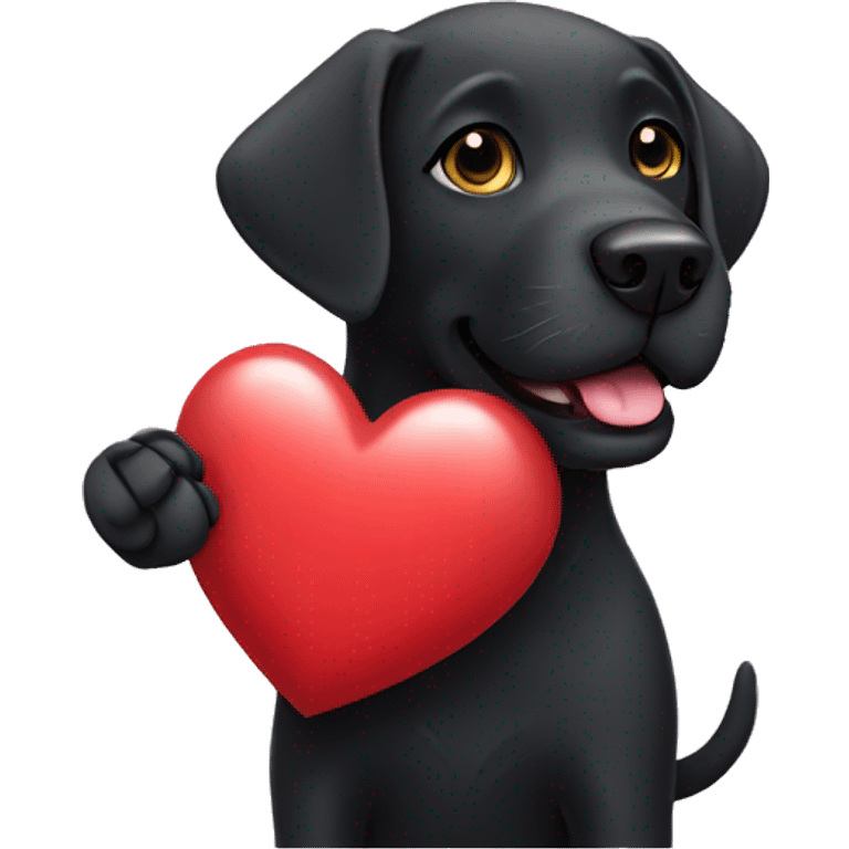 black labrador holding a heart in his paw emoji