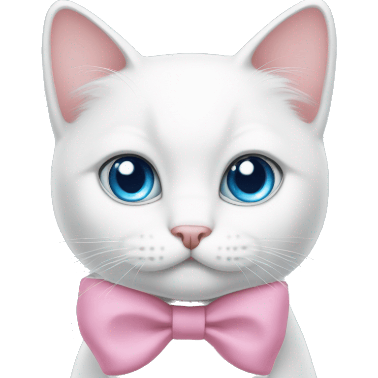 White cat pink bow blue eyes  emoji