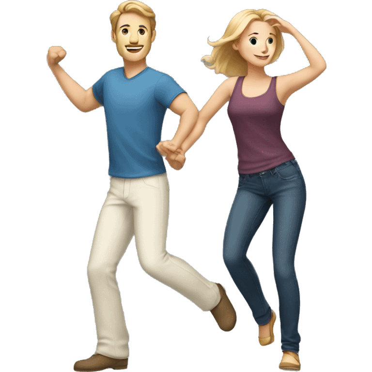 White Man and white woman dancing normal clothes emoji