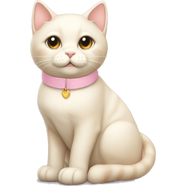 cream cat with light pink collar sitting emoji