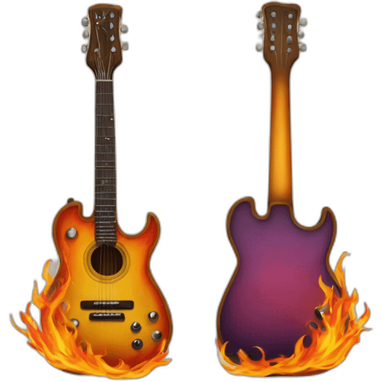 Guitare avec des flammes emoji