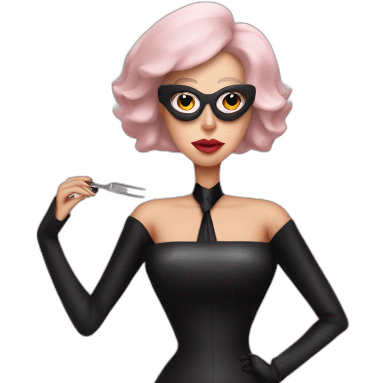 Lady Gaga con traje de carne emoji