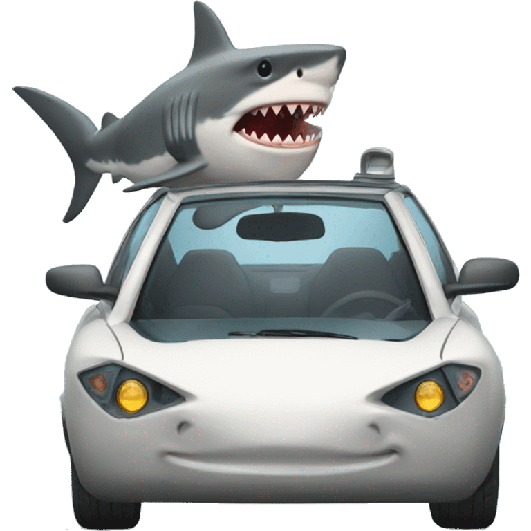 shark driving a car emoji