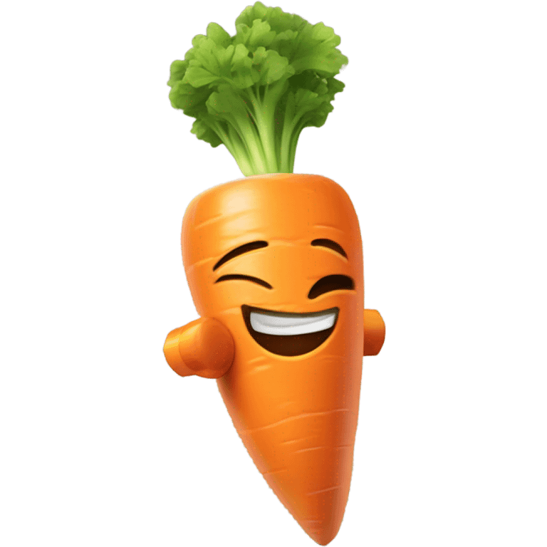 Generate an energetic carrot emoji wearing a sweatband, lifting tiny dumbbells, and looking motivated. emoji