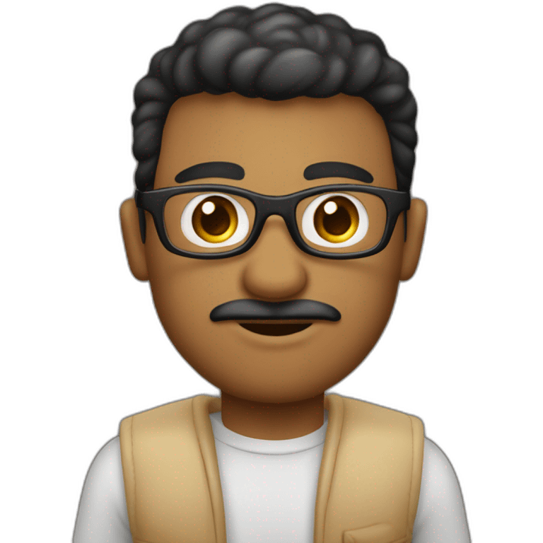 homem pardo de oculos redondo olhos castanhos claros cabelo preto  emoji