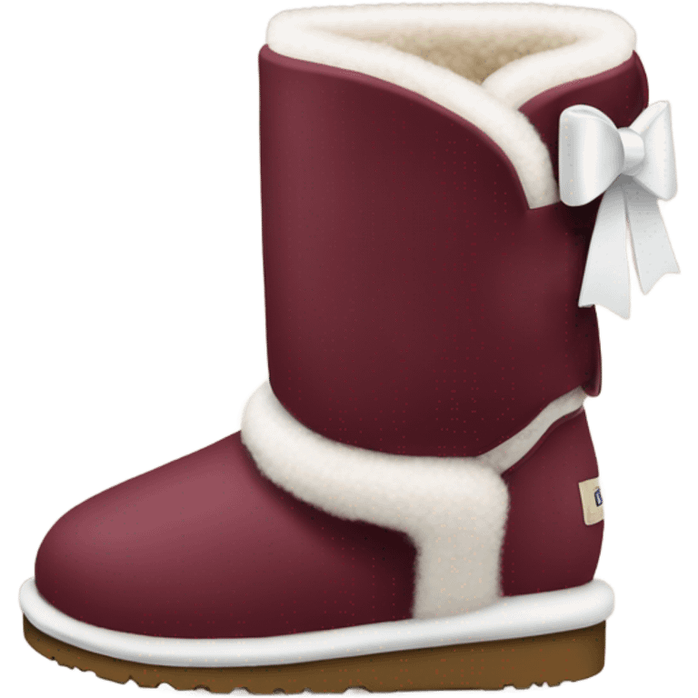 Burgundy Ugg boots with a white bow emoji