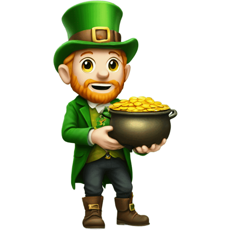 a leprechaun finding a pot of gold emoji