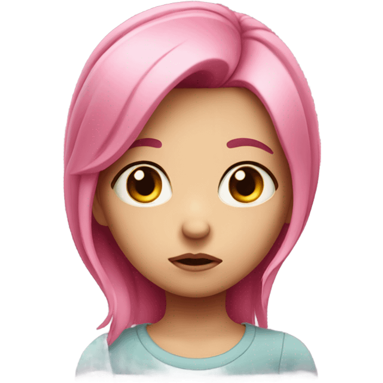 Cute pink devastated girl emoji