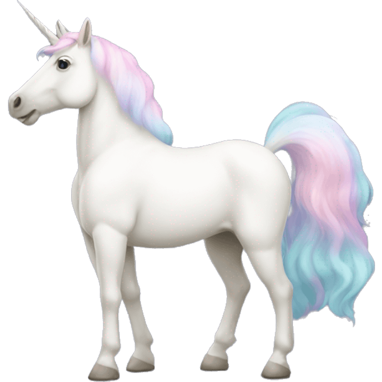 Fullbody four-legged White unicorn with pastel color mane  emoji