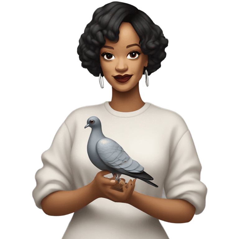 Rihanna with a pigeon  emoji