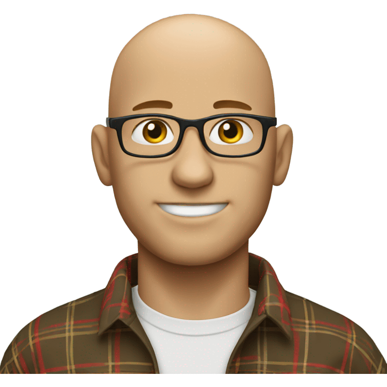 bald man in plaid shirt emoji