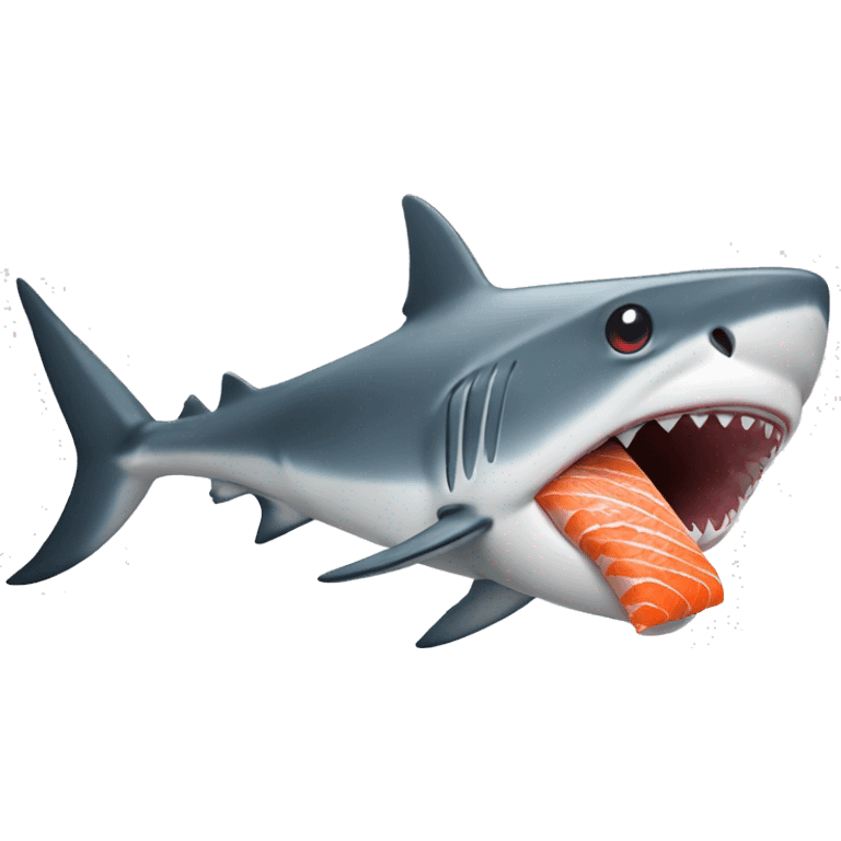 shark with salmon skin roll in its mouth emoji