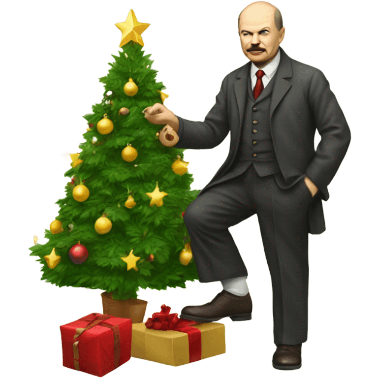 Lenin decorating a Christmas tree emoji