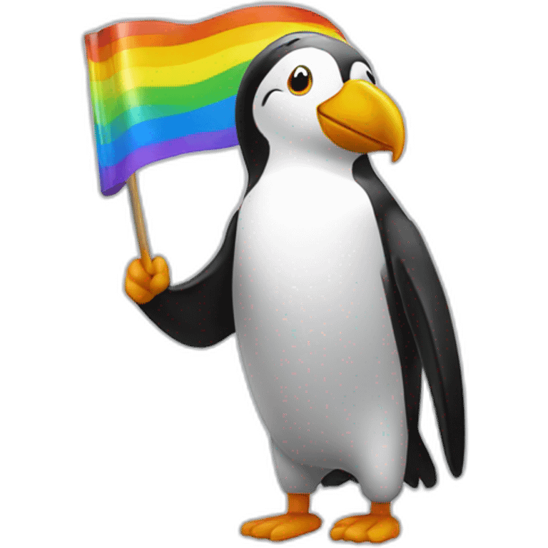 rainbow pingouin saluting emoji