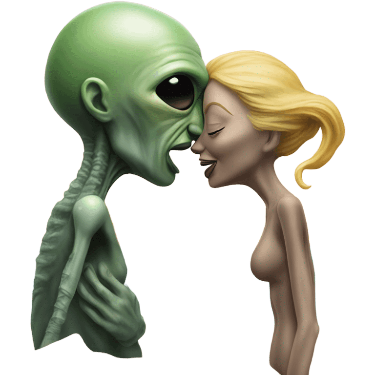 Photo realistic, Donald Trump, kissing and embracing alien woman at the beach by the pool emoji