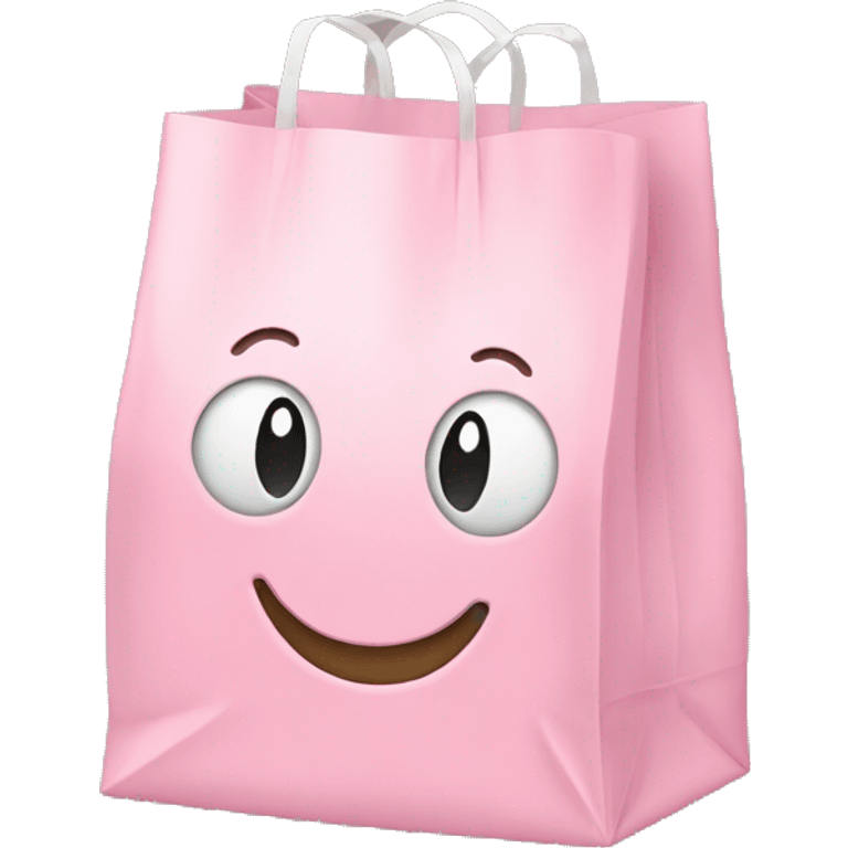 An emoji of a grocery bag in pastel pink emoji