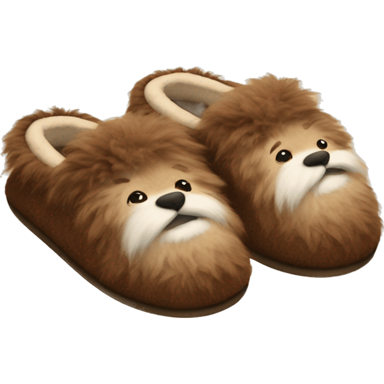 Brown fluffy slippers  emoji