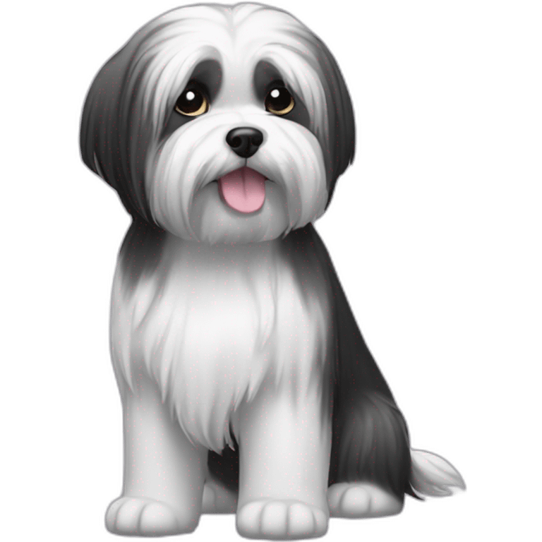 a black and white female lhasa apso dog emoji