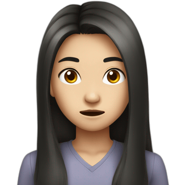 Asian girl long hair on the side angry emoji