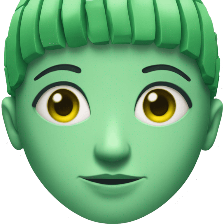 Cyborg head with green eyes and green hair emoji