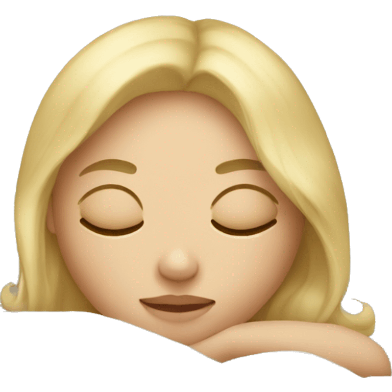 Blonde girl sleeping on pillow with blanket emoji