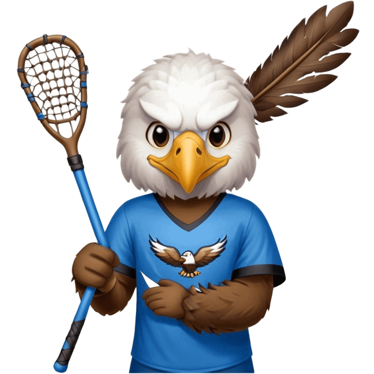 Eagle with lacrosse stick blue jersey emoji