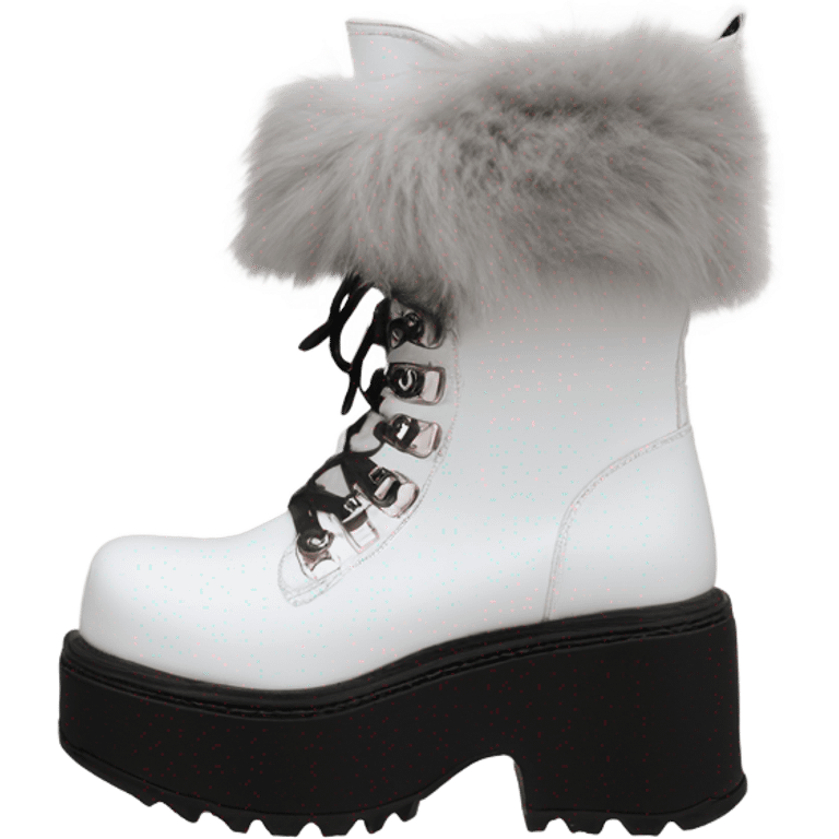 Platform Demonia High boots white fur emoji