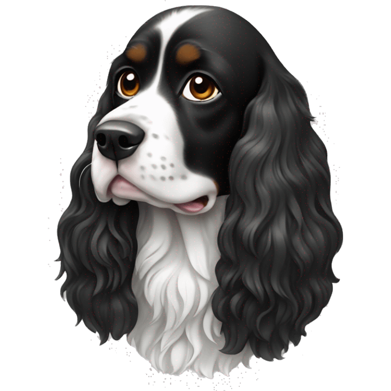 Dog Russian spaniel black and white emoji