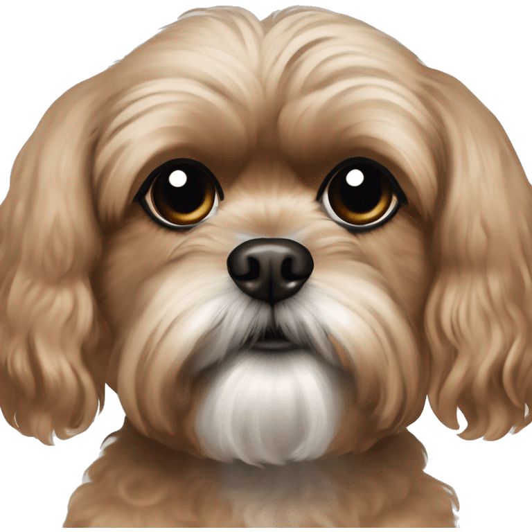 Brown shih tzu poodle mix with black ears and long eye lashes emoji