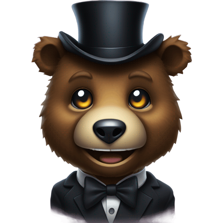 Creepy animatronic bear with a top hat  emoji